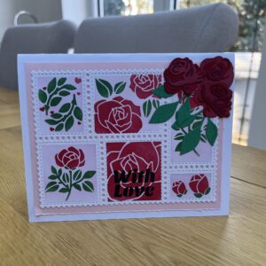 Roses Postage Stamp Style Collage Card
